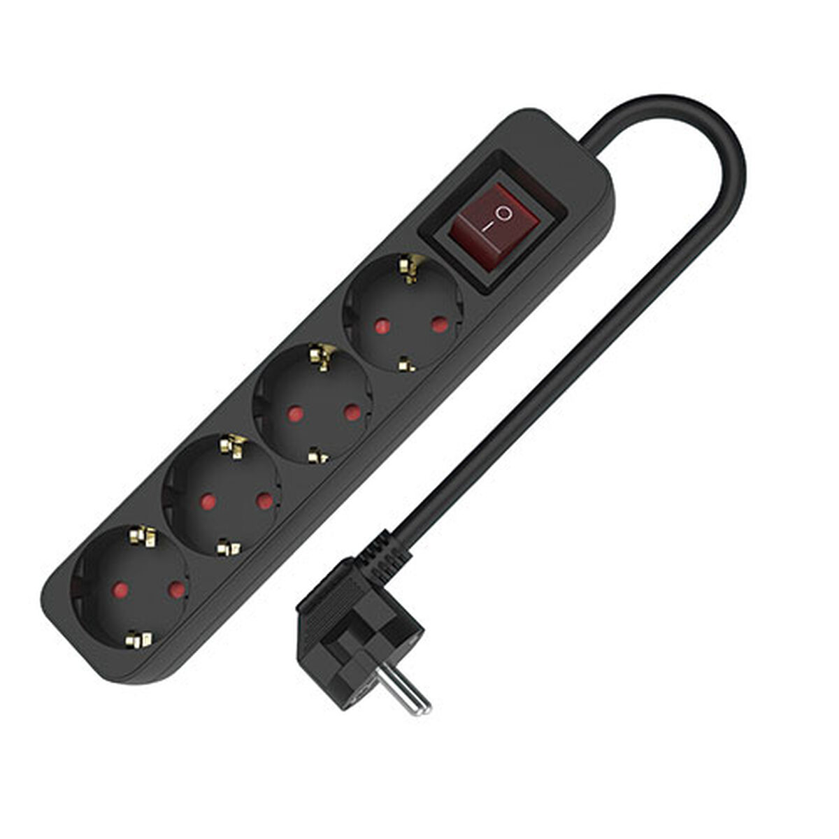 Extensão com 4 tomadas com interruptor TM Electron 3680 W Preto (1,5 m)