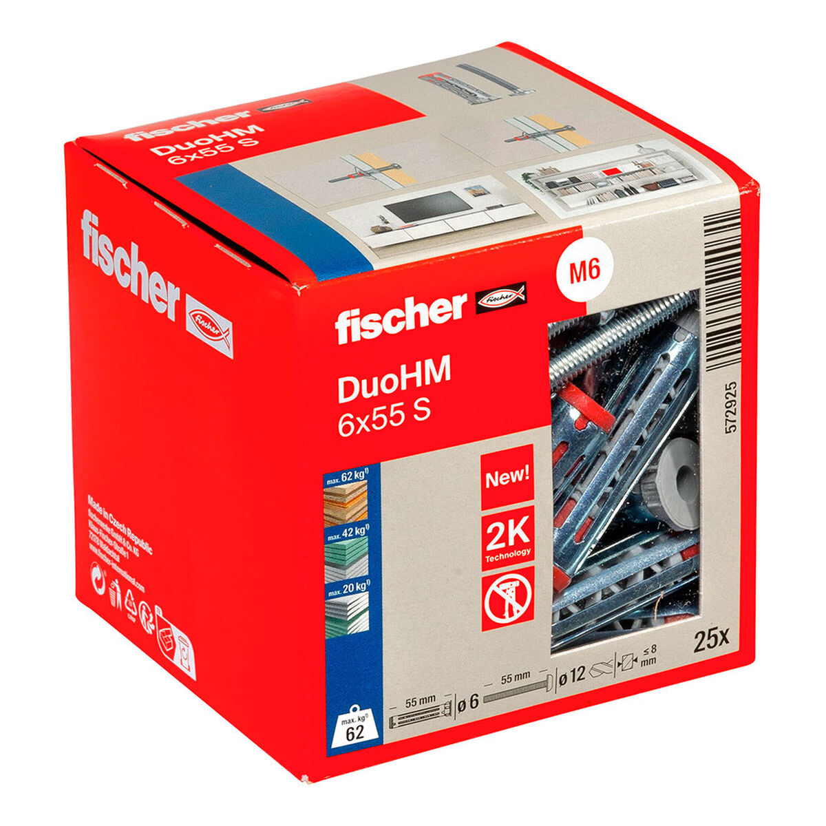 Buchas e parafusos Fischer DUO HM M6 (25 Unidades)