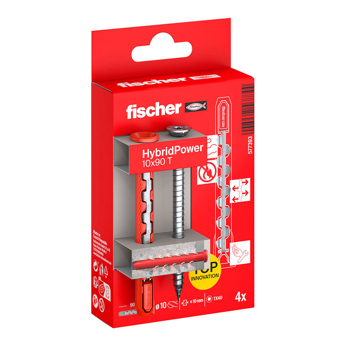Buchas e parafusos Fischer hybridpower Cabeça de contrapeso Ø 10 x 90 mm (4 Unidades)