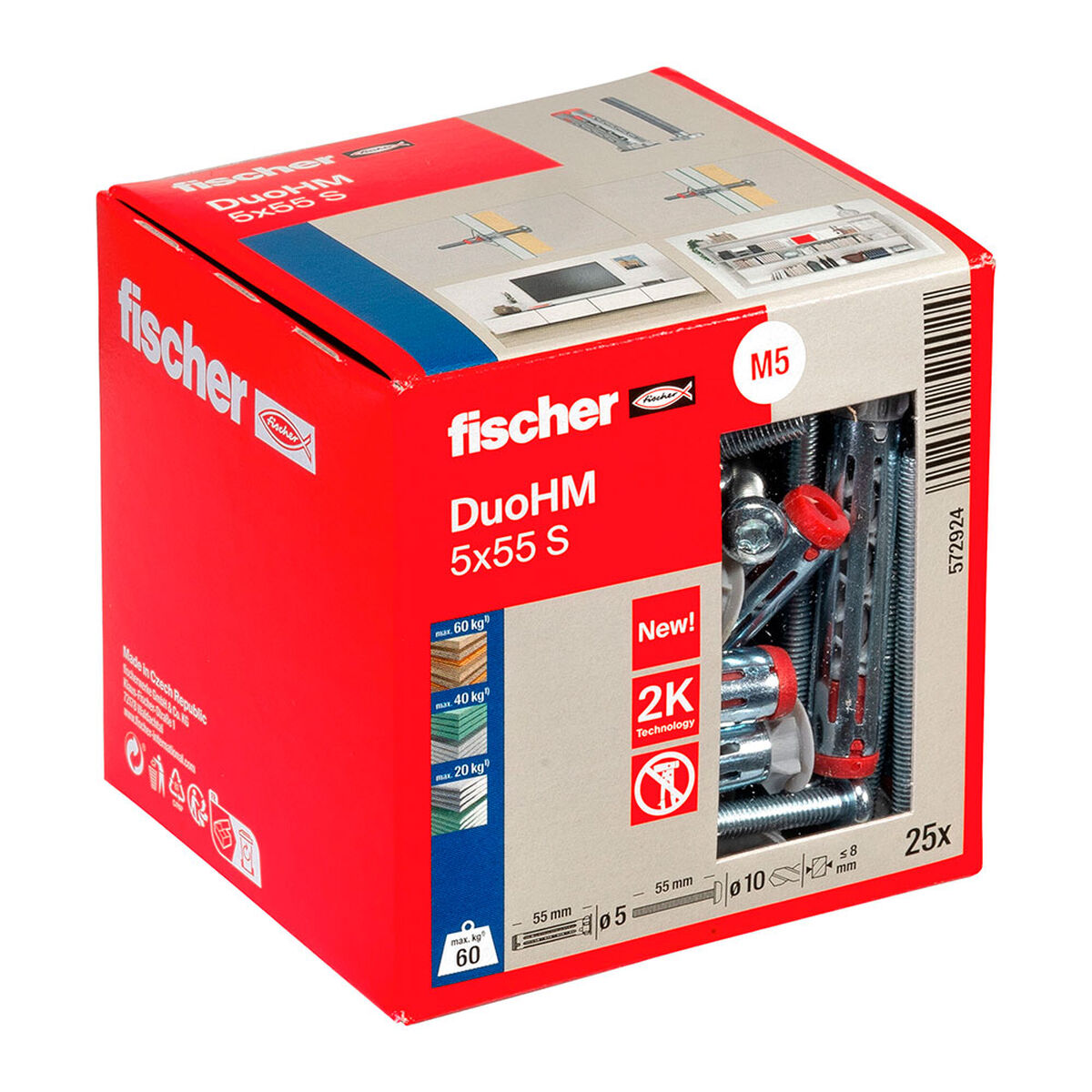 Buchas e parafusos Fischer DUO HM Ø 10 x 55 mm (25 Unidades)