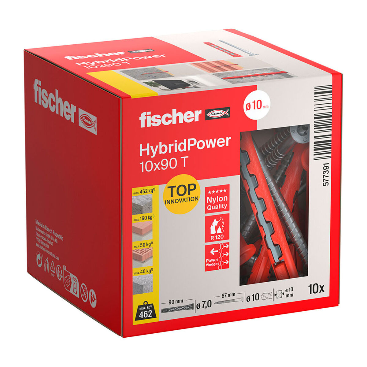 Buchas e parafusos Fischer hybridpower Cabeça de contrapeso Ø 7 x 90 mm (10 Unidades)
