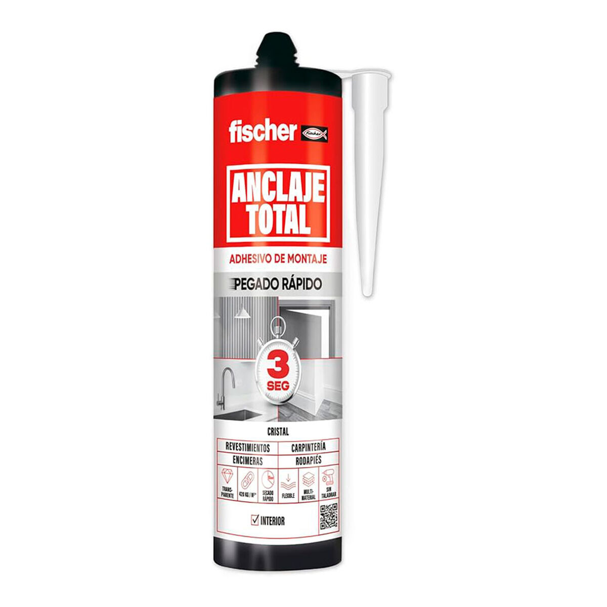 Adesivo de montagem Fischer 290 ml Transparente