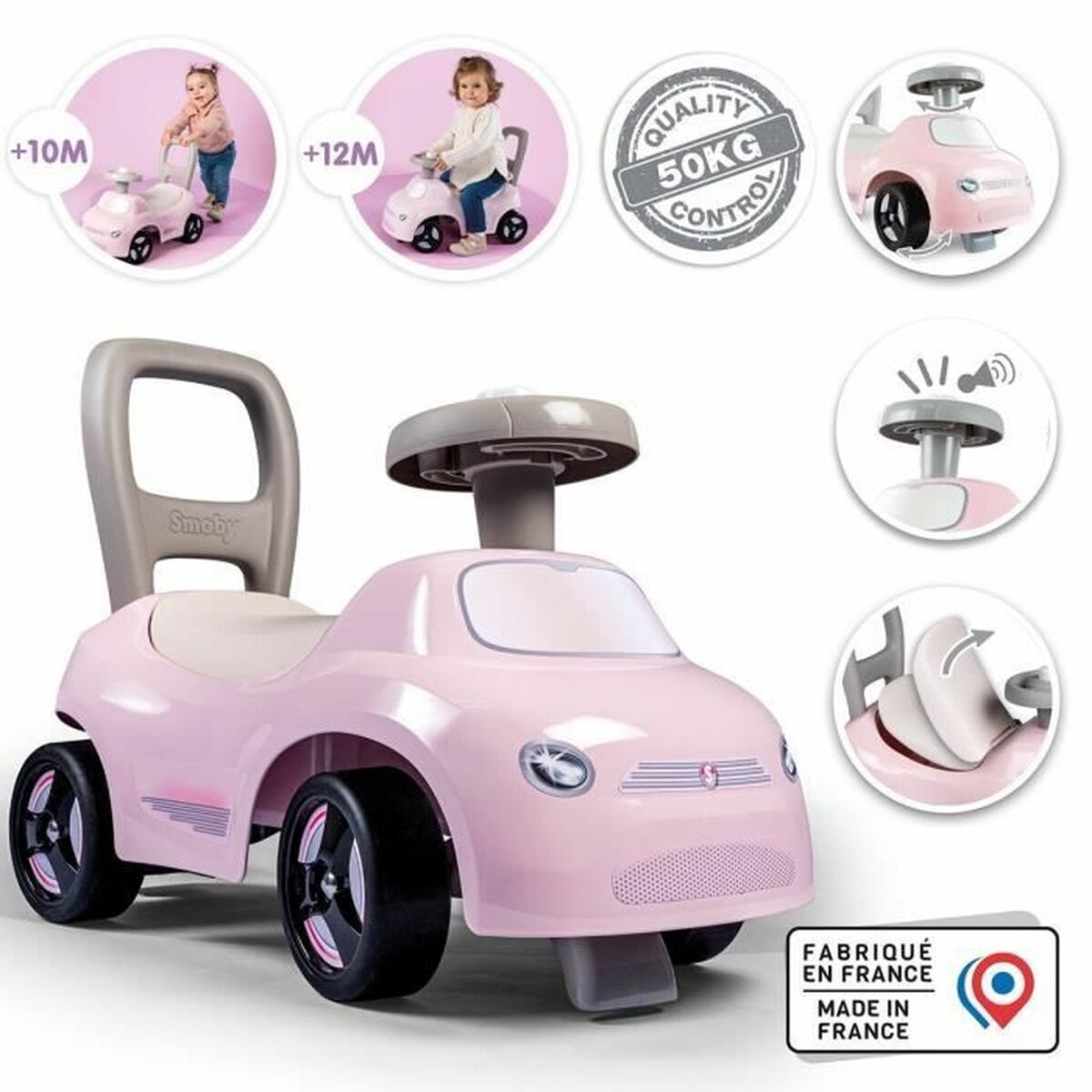 Andador Smoby Preto Cor de Rosa 2 em 1