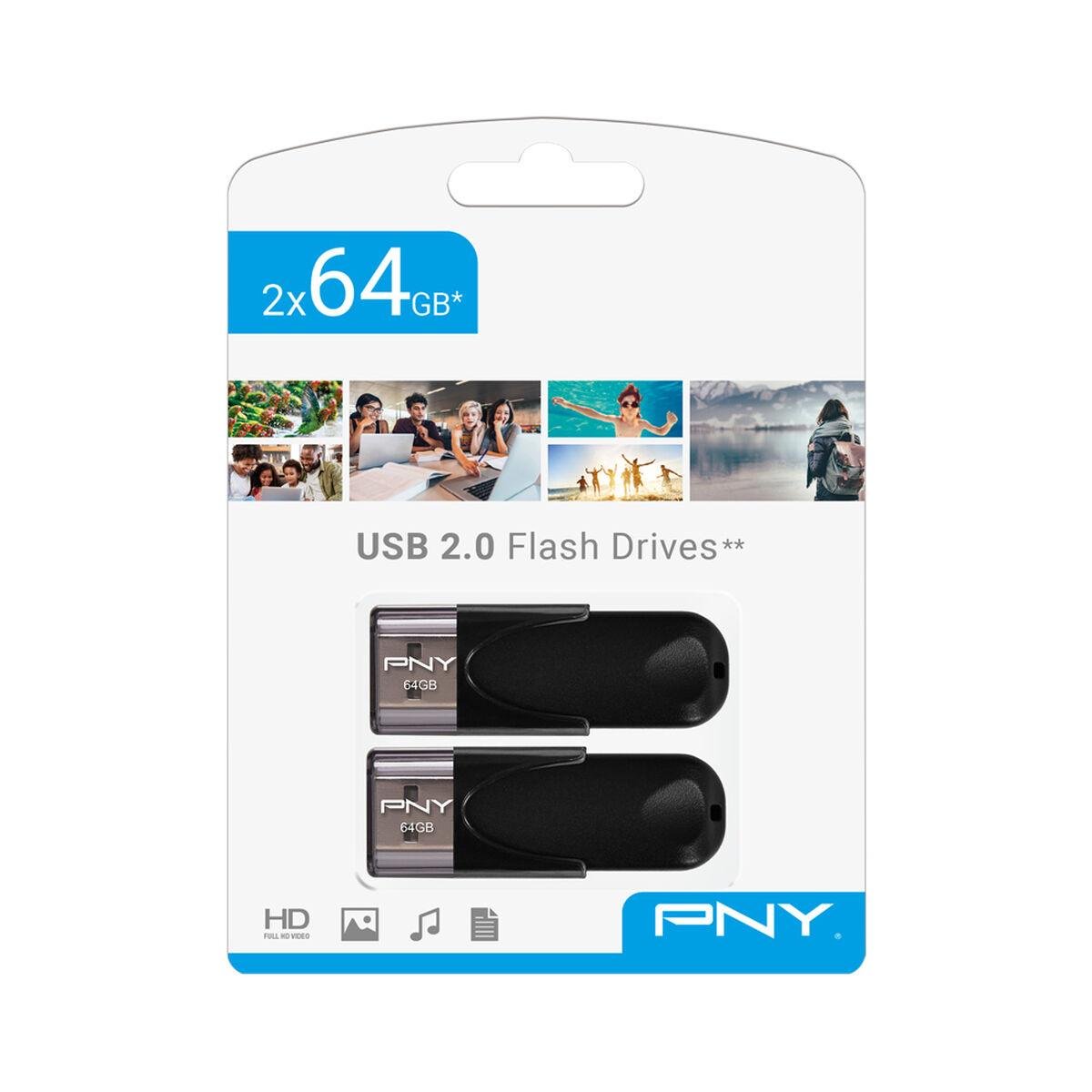 Memória USB PNY FD64GATT4X2-EF Preto 64 GB (2 Unidades)