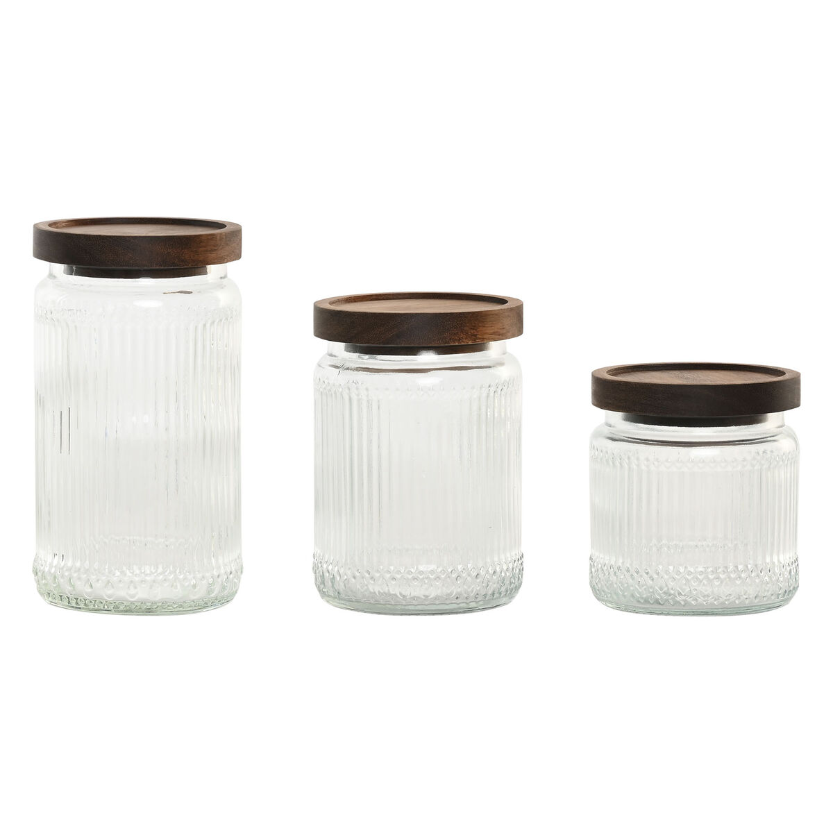 Conjunto de 3 Potes Home ESPRIT Transparente Natural 700 ml 1 L 3 Peças