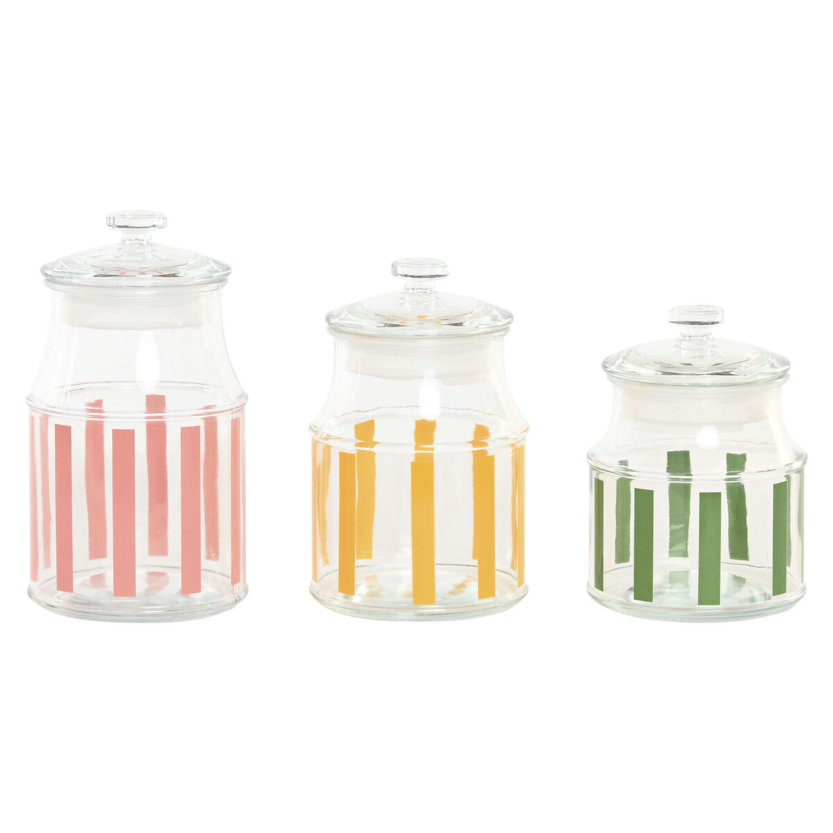 Conjunto de 3 Potes Home ESPRIT Multicolor Riscas Moderno 1 L 1,2 L 3 Peças
