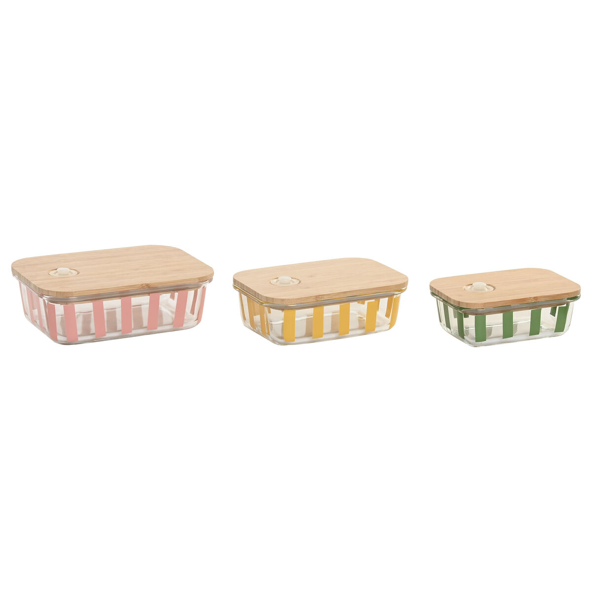 Lancheira Home ESPRIT Amarelo Verde Coral Cristal Vidro de Borosilicato Riscas Moderno 1 L 660 ml
