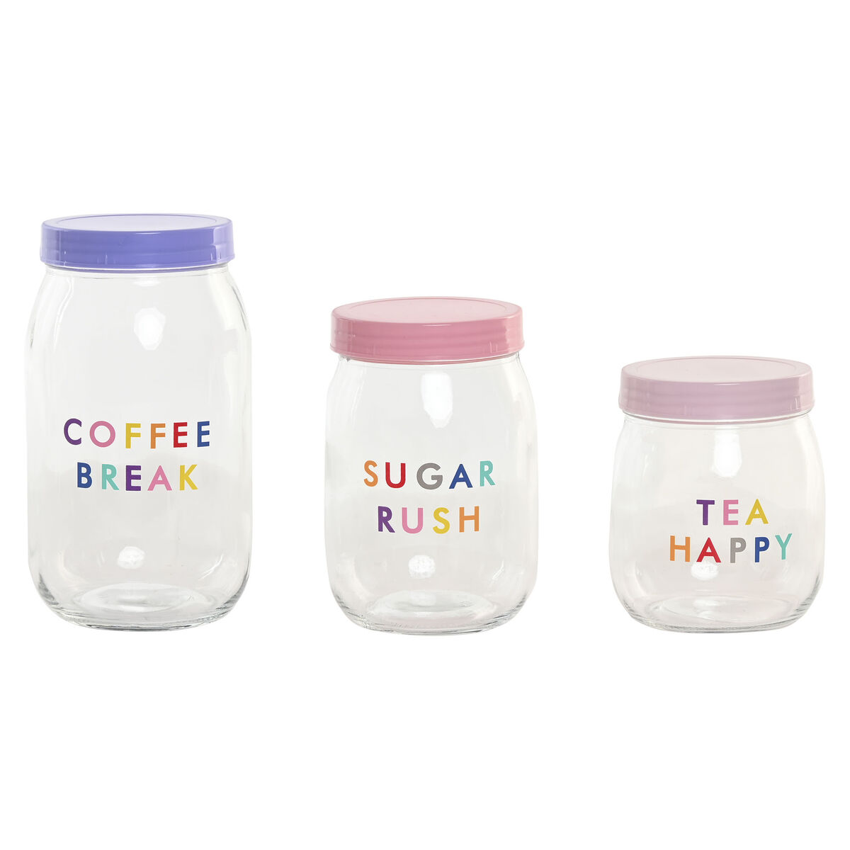 Conjunto de 3 Potes Home ESPRIT Cor de Rosa Lilás Moderno 1 L 1,5 L 3 Peças