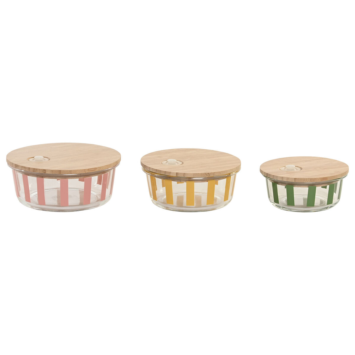 Lancheira Home ESPRIT Amarelo Verde Coral Cristal Vidro de Borosilicato Riscas Moderno 900 ml