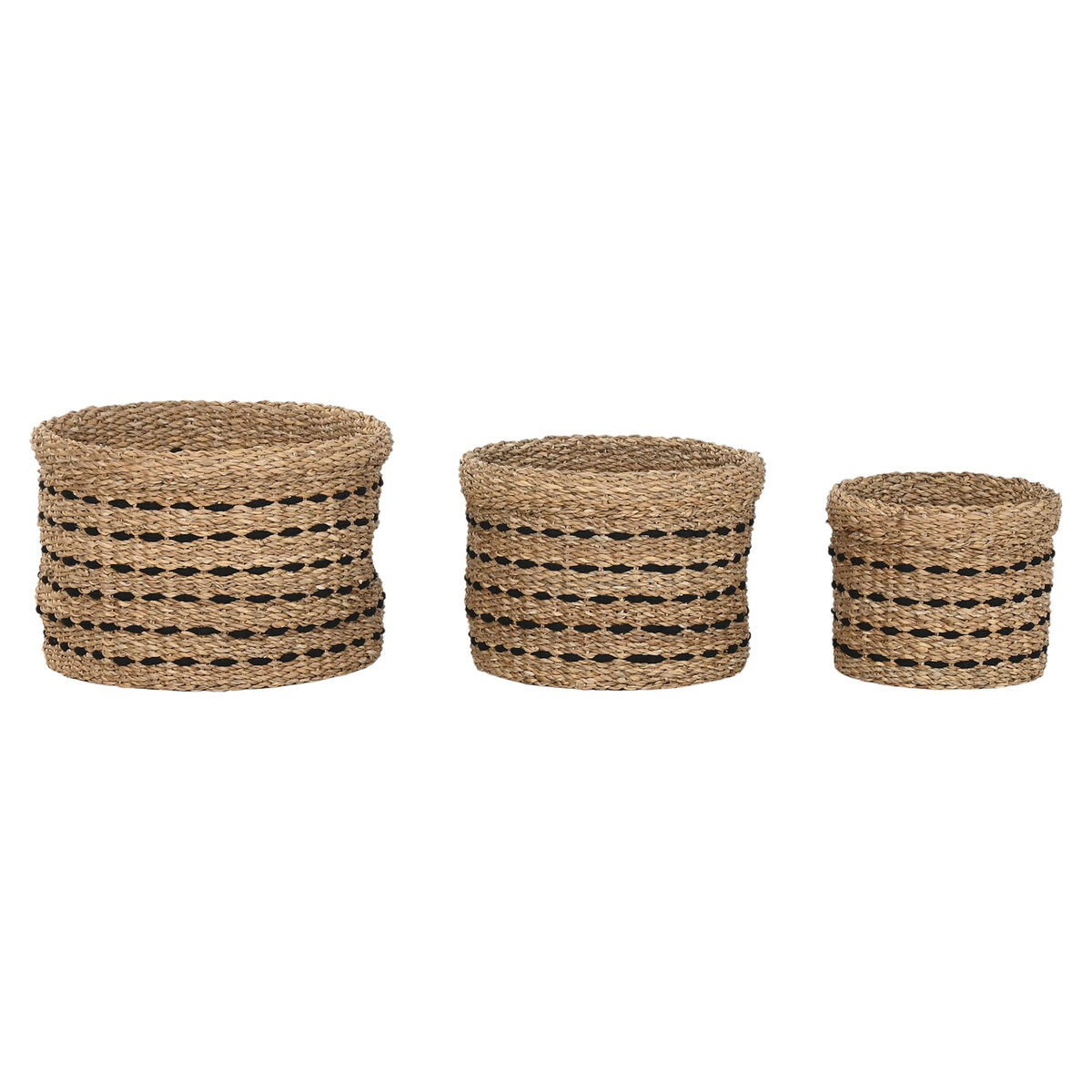 Cesta Decorativa Home ESPRIT Preto Natural Juta Zostera marina (3 Peças)