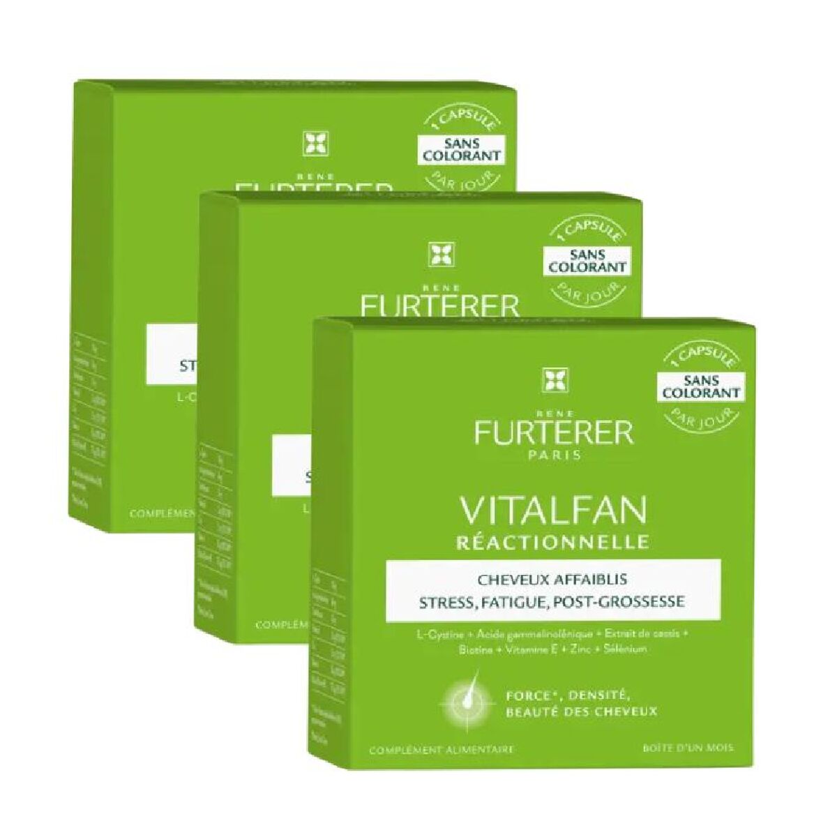 Complemento Alimentar Anti-queda para o Cabelo René Furterer Antiqueda Trio Vitalfan Antiqueda Reacional