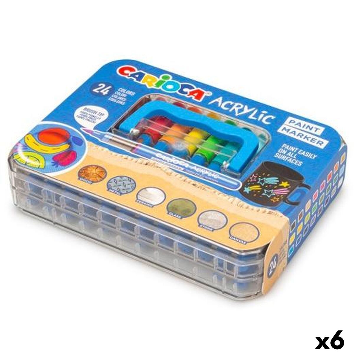 Conjunto de Canetas de Feltro Carioca Acrylic PAINT MARKER Multicolor 24 Peças (6 Unidades)