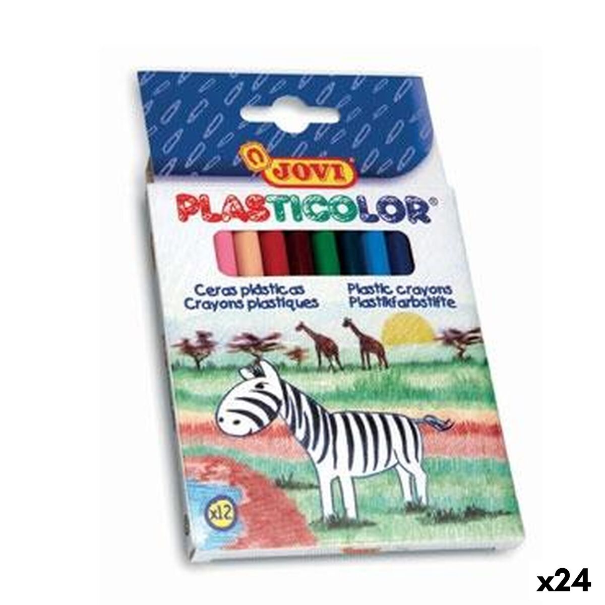 Ceras de cores Jovi PLASTICOLOR Multicolor (12 Peças) (24 Unidades)
