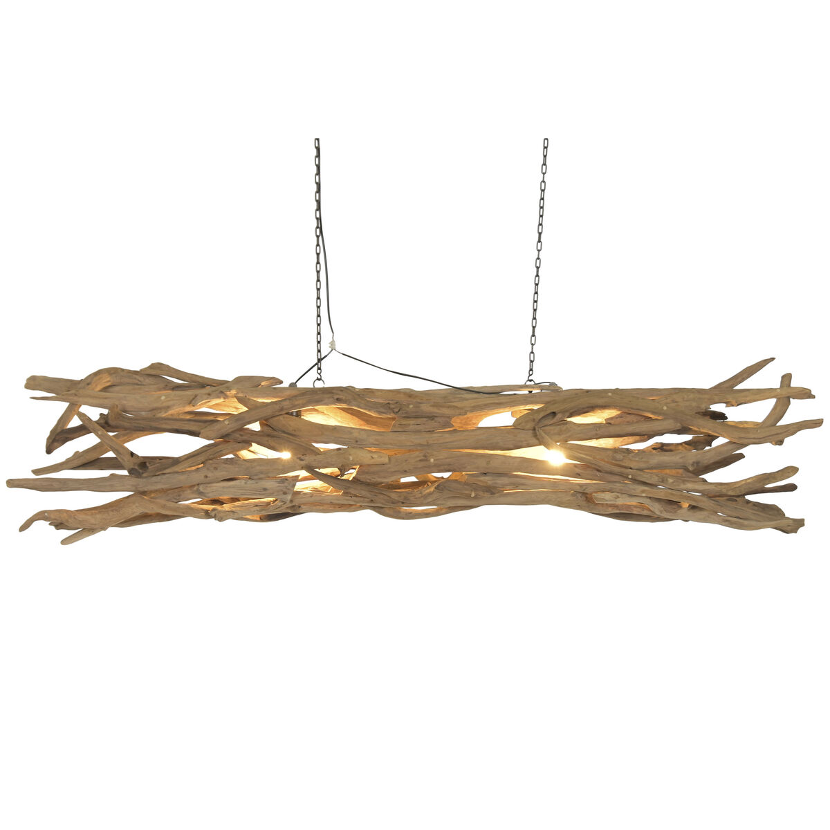 Candeeiro de teto Home ESPRIT Preto Natural Madeira Ferro Teca 50 W