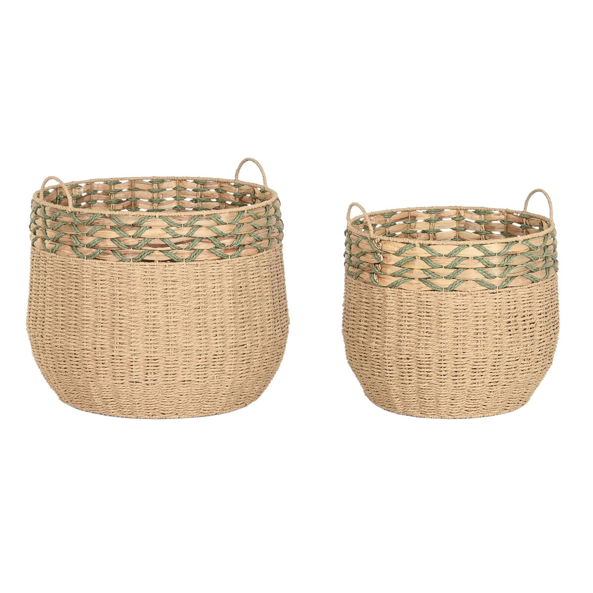 Conjunto de Cestas Home ESPRIT Verde Natural Fibra natural (2 Peças)