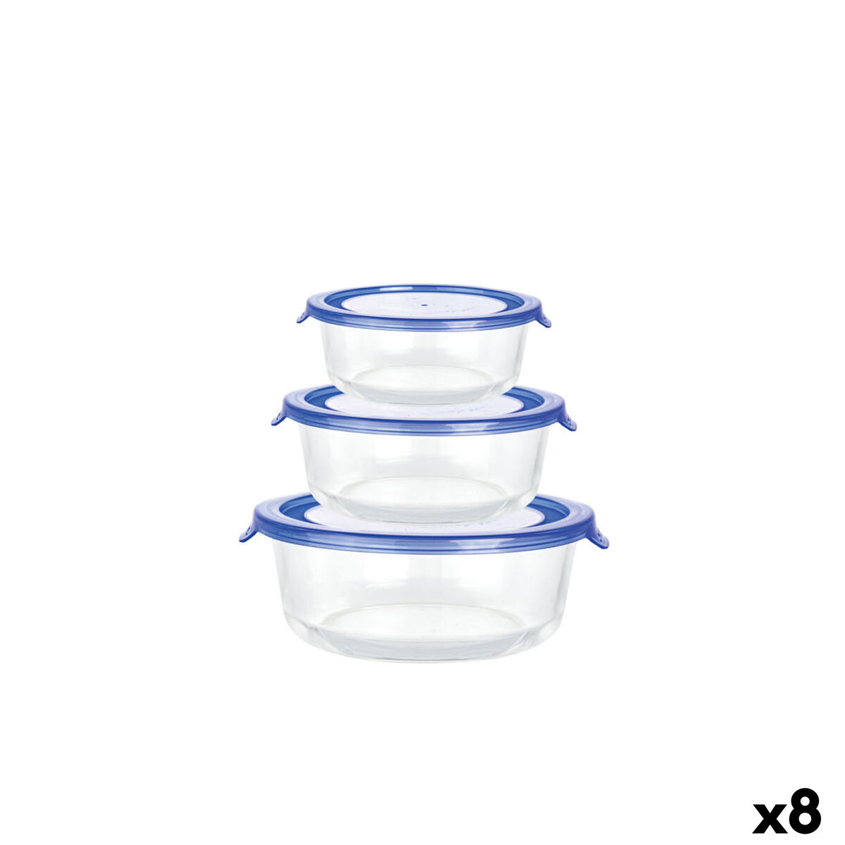 Conjunto de Lancheiras La Mediterránea Soul Azul Transparente 3 Peças (8 Unidades)