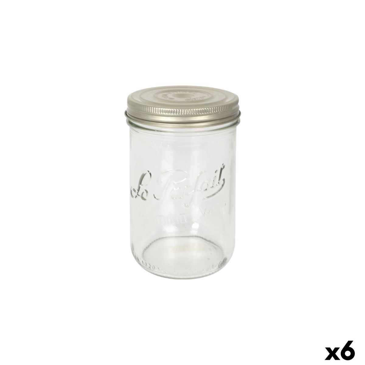 Frasco Le Parfait Wiss Transparente Dourado 750 ml Hermético (6 Unidades)
