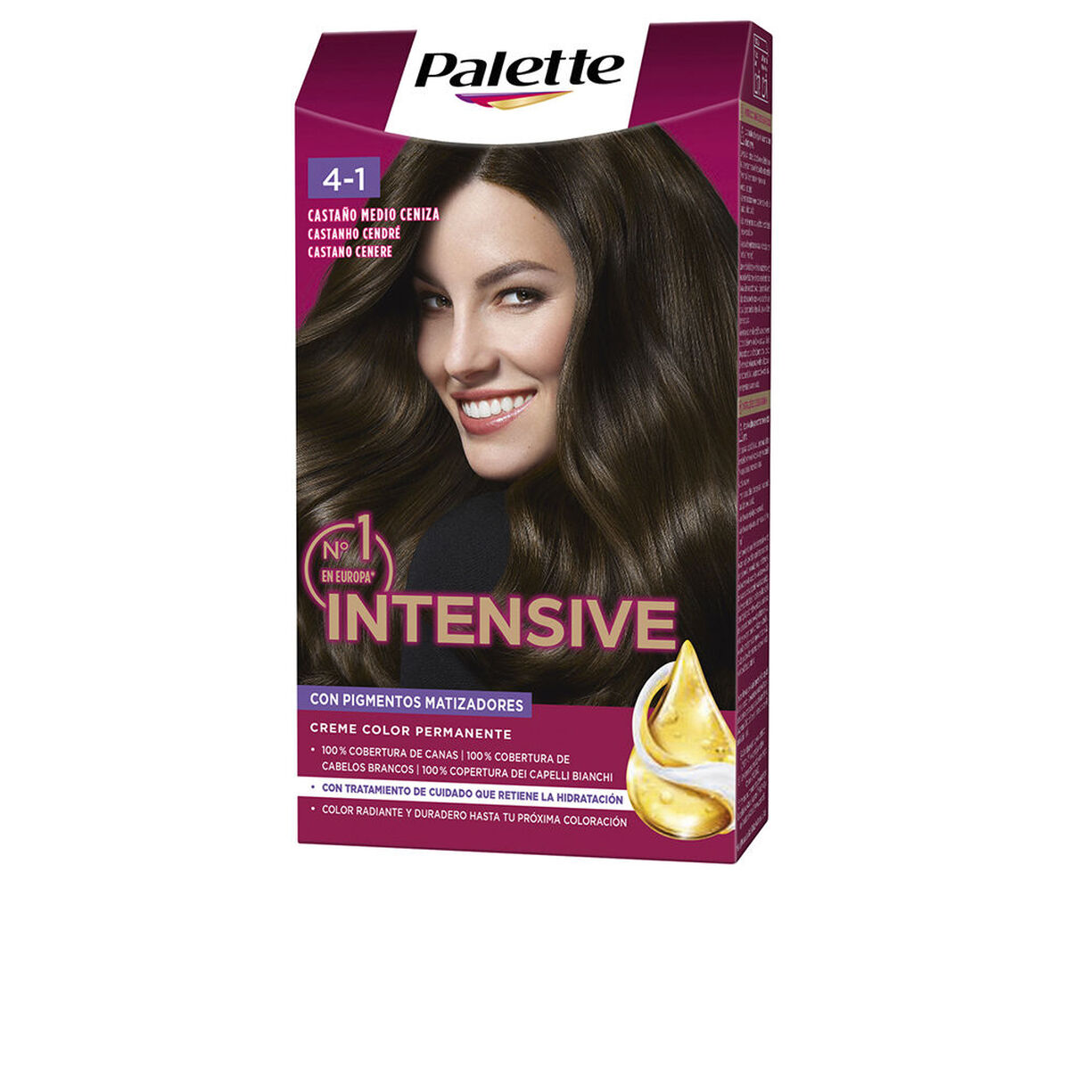 Tinta Permanente Schwarzkopf PALETTE INTENSIVE Nº 4.1-CASTANO MEDIO CENIZA