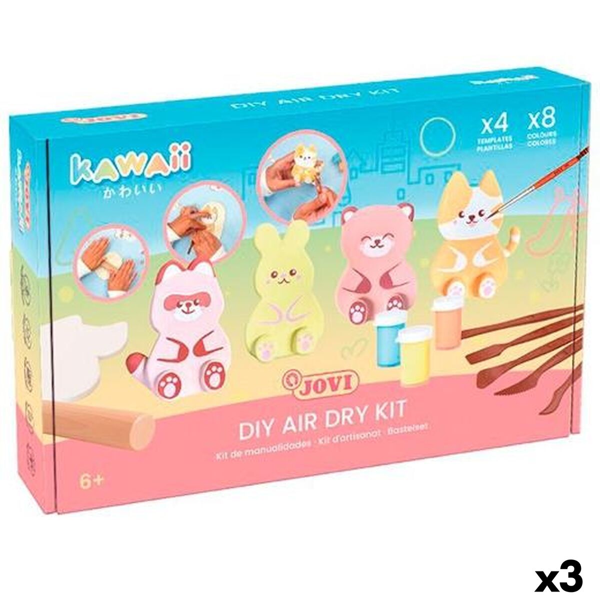 Conjunto de Trabalhos Manuais Jovi KAWAII AIR DRY Multicolor (3 Unidades)
