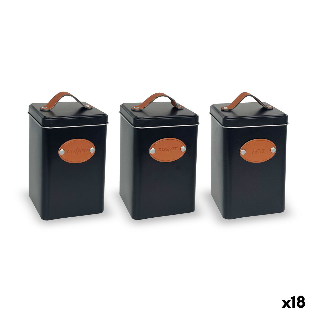Bote Quttin Castanho Preto Quadrado Metal (18 Unidades)