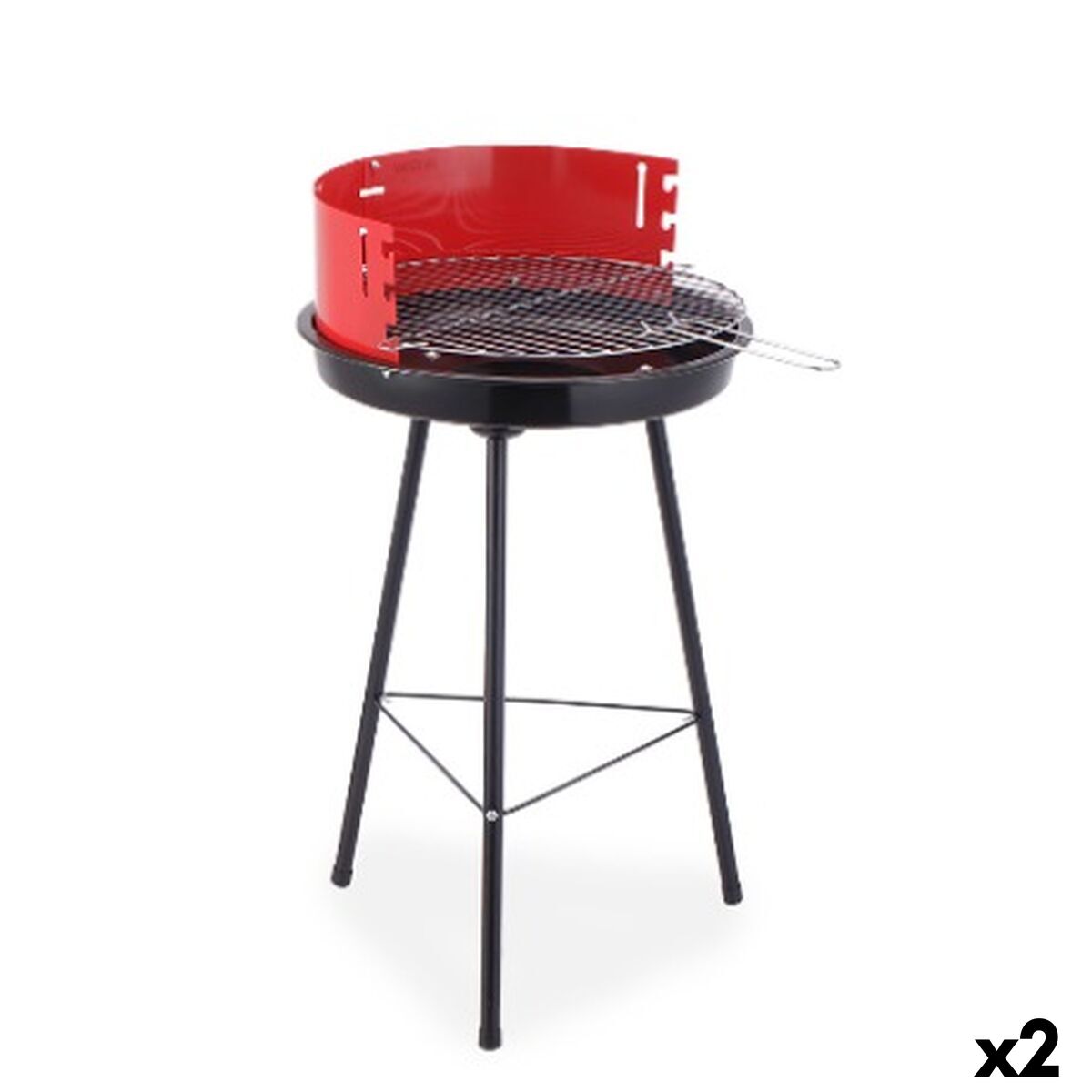 Churrasqueira a Carvão com Pernas Algon Preto Vermelho 42 x 76,5 cm (2 Unidades)