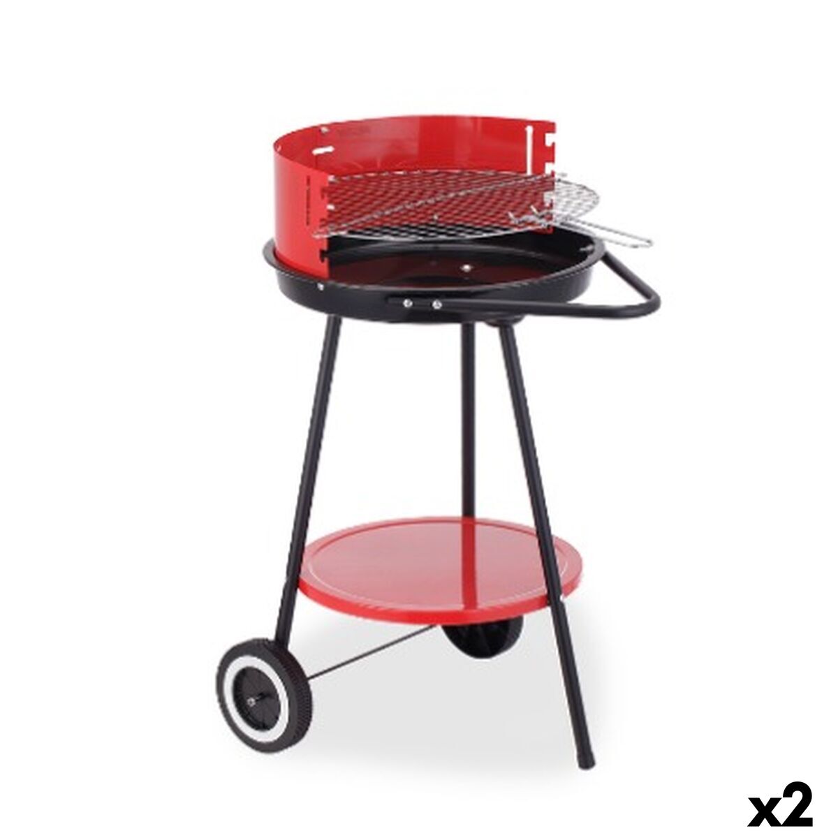 Churrasqueira a Carvão com Rodas Algon Preto Vermelho 42 x 76,5 cm (2 Unidades)