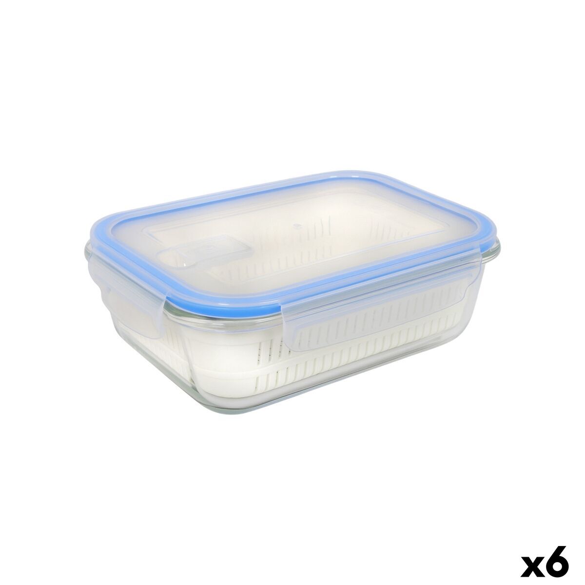 Lancheira Quttin Azul Transparente Retangular 1L (6 Unidades)