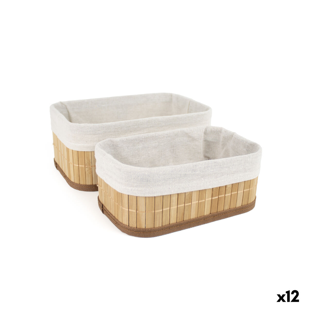 Conjunto de Cestas Confortime Castanho Bege Bambu 2 Peças (12 Unidades)