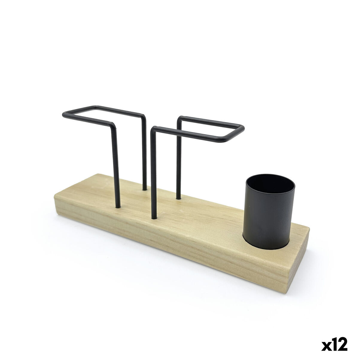Porta-guardanapos de mesa My Bar Castanho Preto Madeira Ferro 20 x 5,5 x 8 cm (12 Unidades)