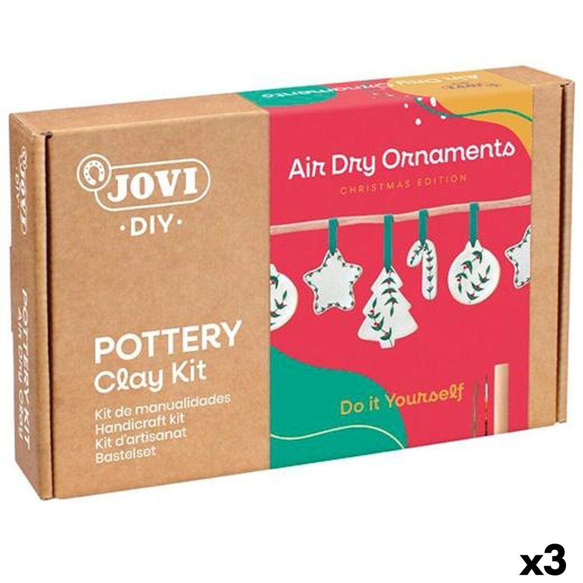 Conjunto de Trabalhos Manuais Jovi AIR DRY ORNAMENTS XMAS Multicolor (3 Unidades)