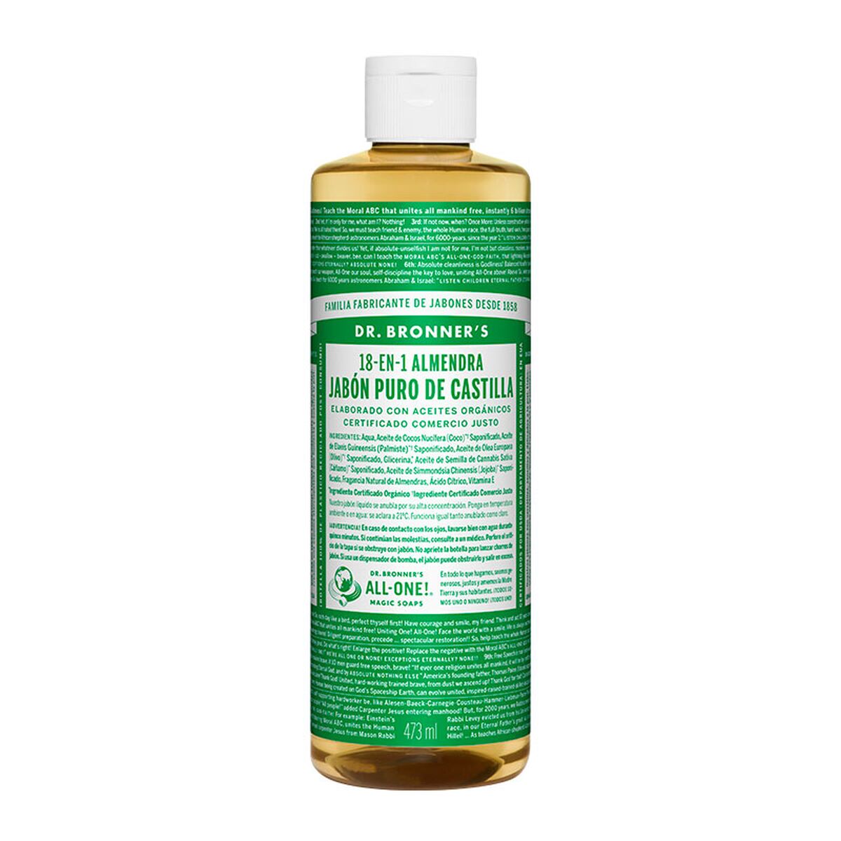 Sabonete Líquido Dr Bronner's 18 in 1 Almendra 475 ml
