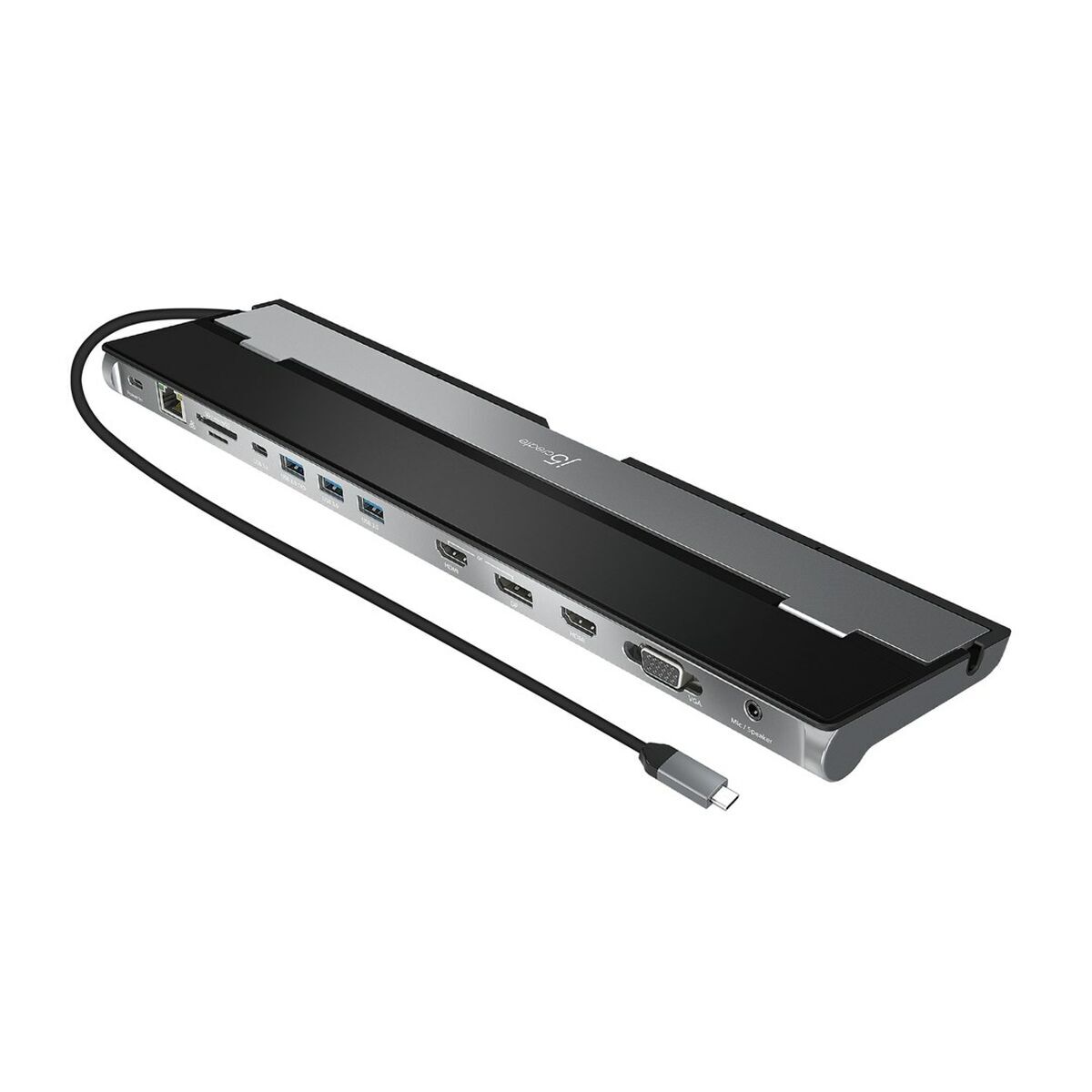 Hub USB j5create JCD543-N Preto Preto, Prata 5 W