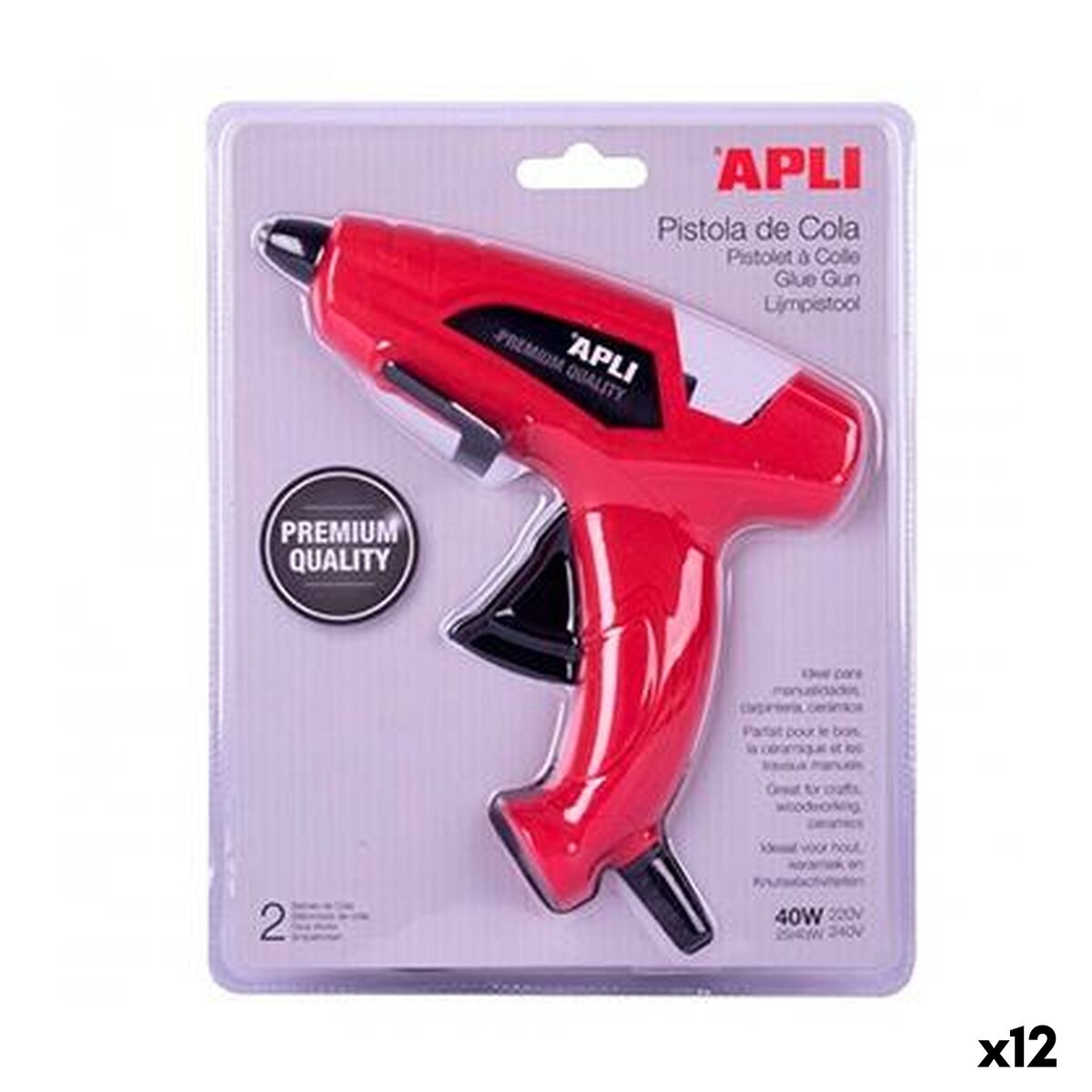 Pistola Termofusível Apli 40 W Vermelho (12 Unidades)