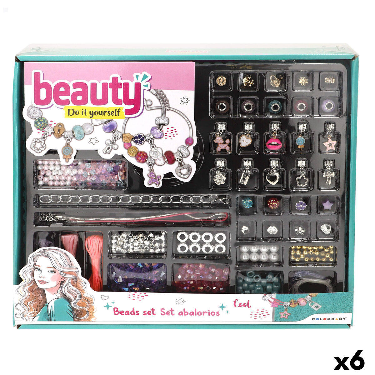 Kit Criação de Pulseiras e Colares Colorbaby 6,5 X 0,1 X 6,5 CM (6 Unidades)