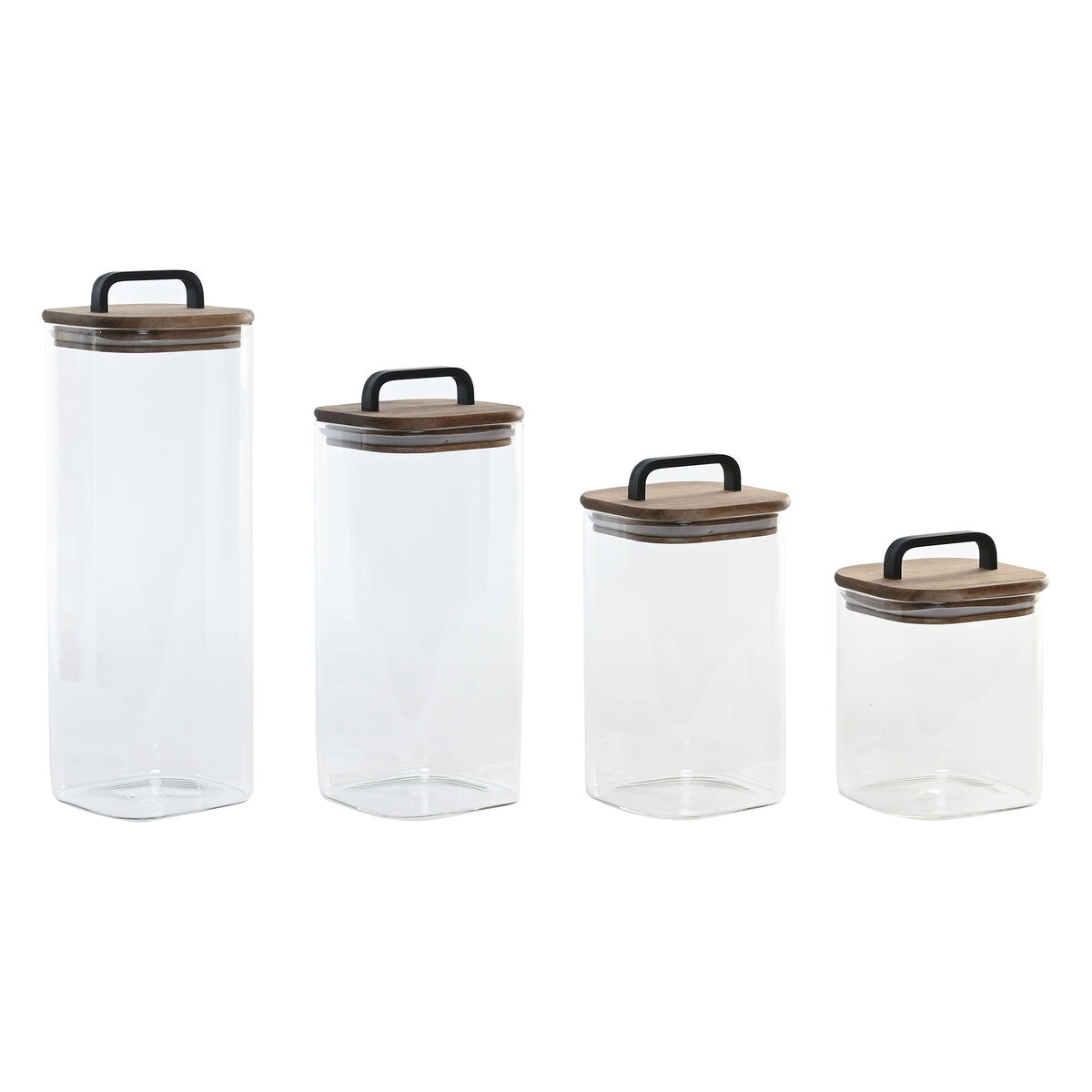 Conjunto de 4 Potes Home ESPRIT Transparente Natural 4 Peças