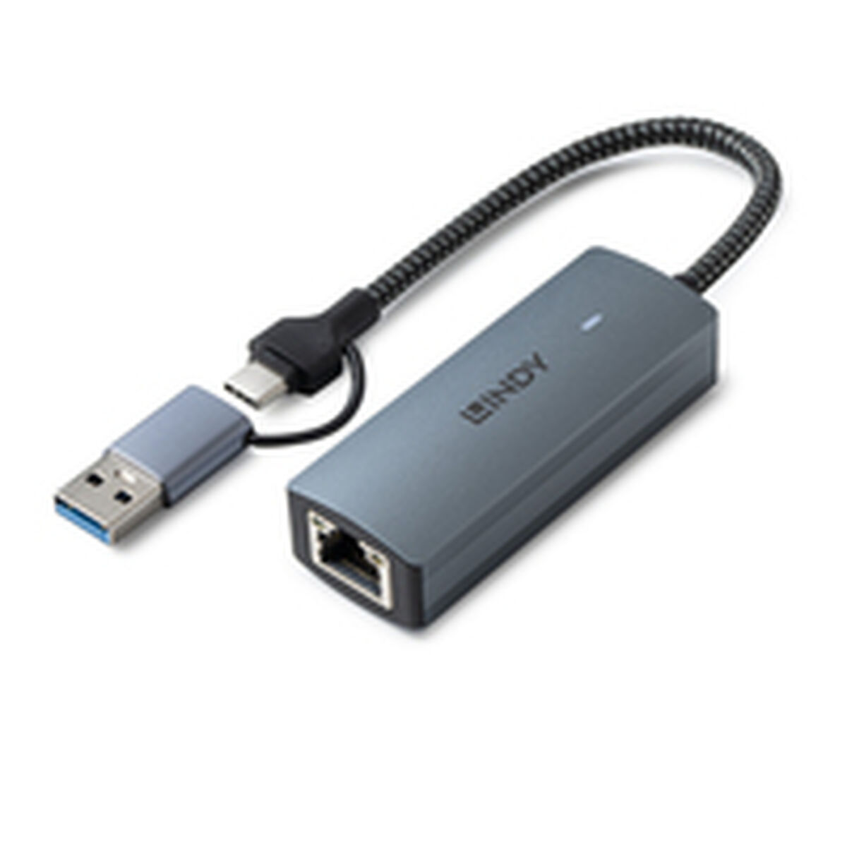 Cabo USB LINDY USB 3.2 TO 5G ETHERNET CONVERTER Cinzento 15 cm