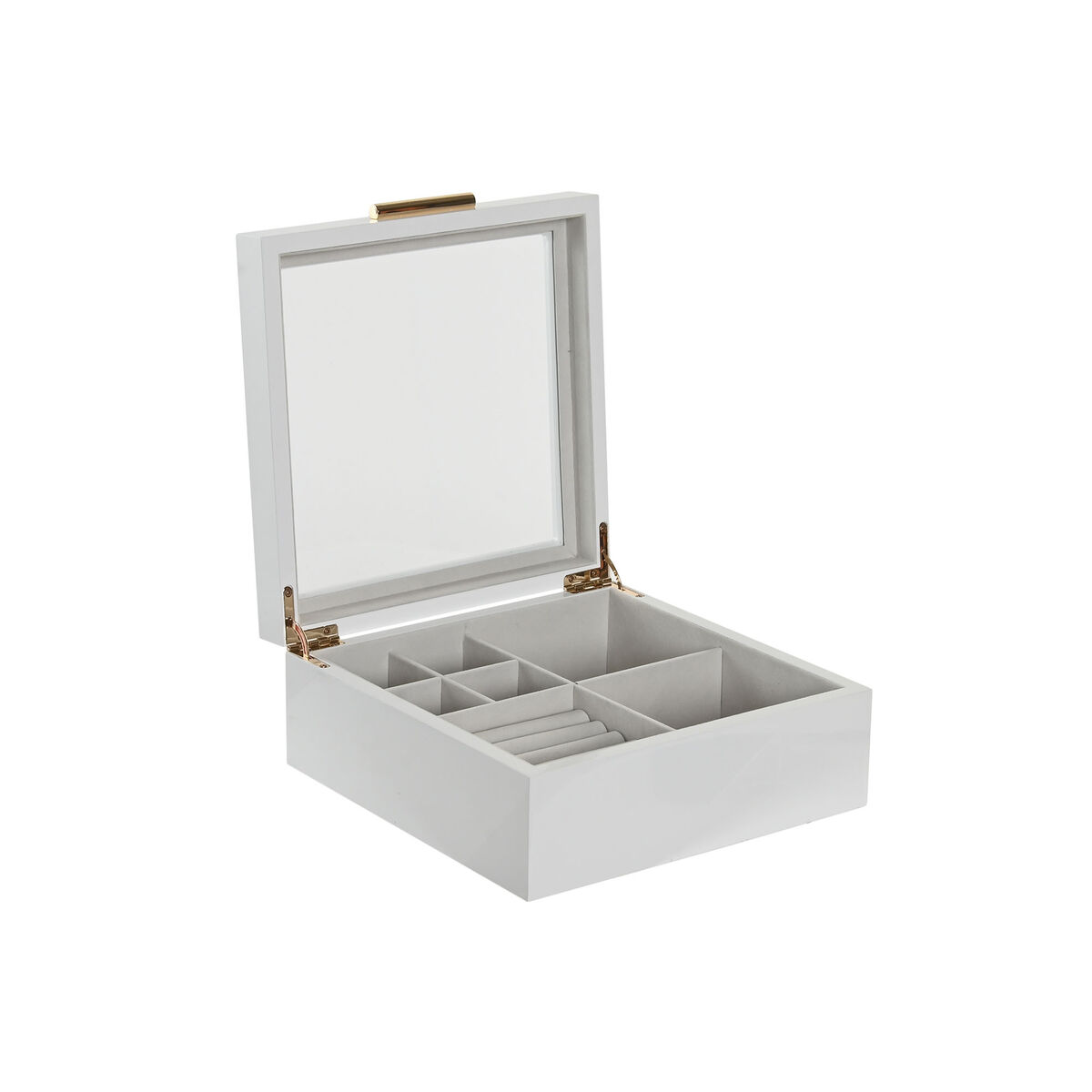 Guarda-Joias Home ESPRIT Branco Bege Madeira Cristal