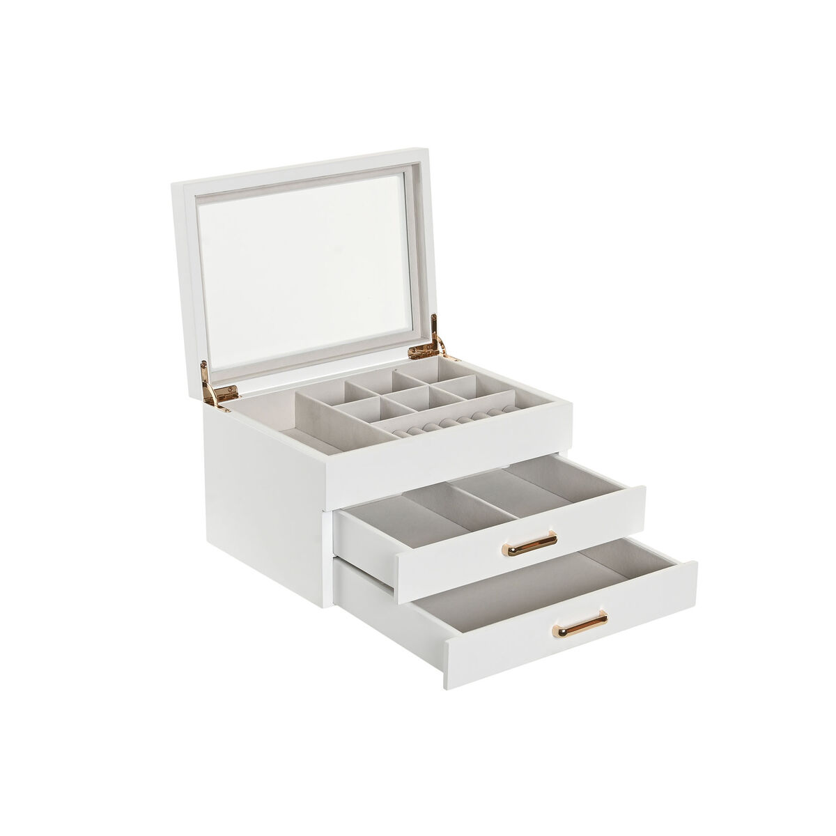 Guarda-Joias Home ESPRIT Branco Madeira Cristal