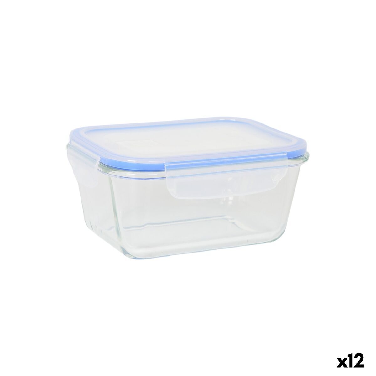 Lancheira Quttin Azul Transparente Retangular 470 ml (12 Unidades)