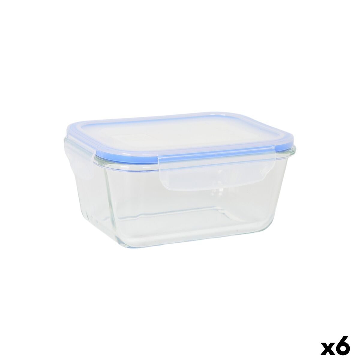 Lancheira Quttin Azul Transparente Retangular (6 Unidades)