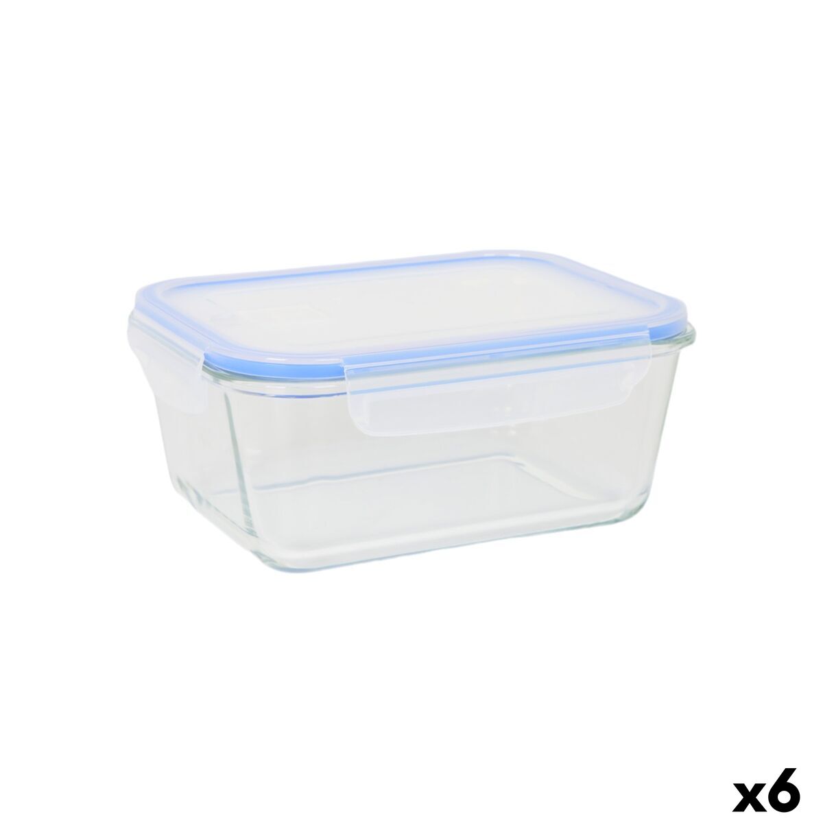 Lancheira Quttin Azul Transparente Retangular 1,3 L (6 Unidades)