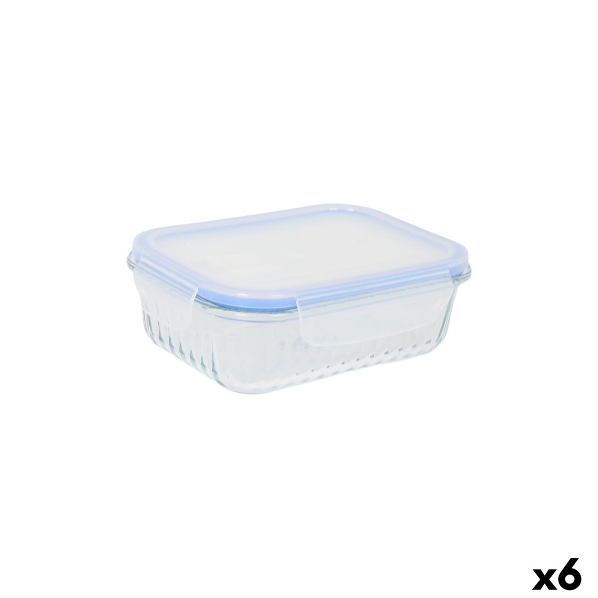 Lancheira Quttin Textury Transparente Vidro de Borosilicato Retangular 600 ml (6 Unidades)