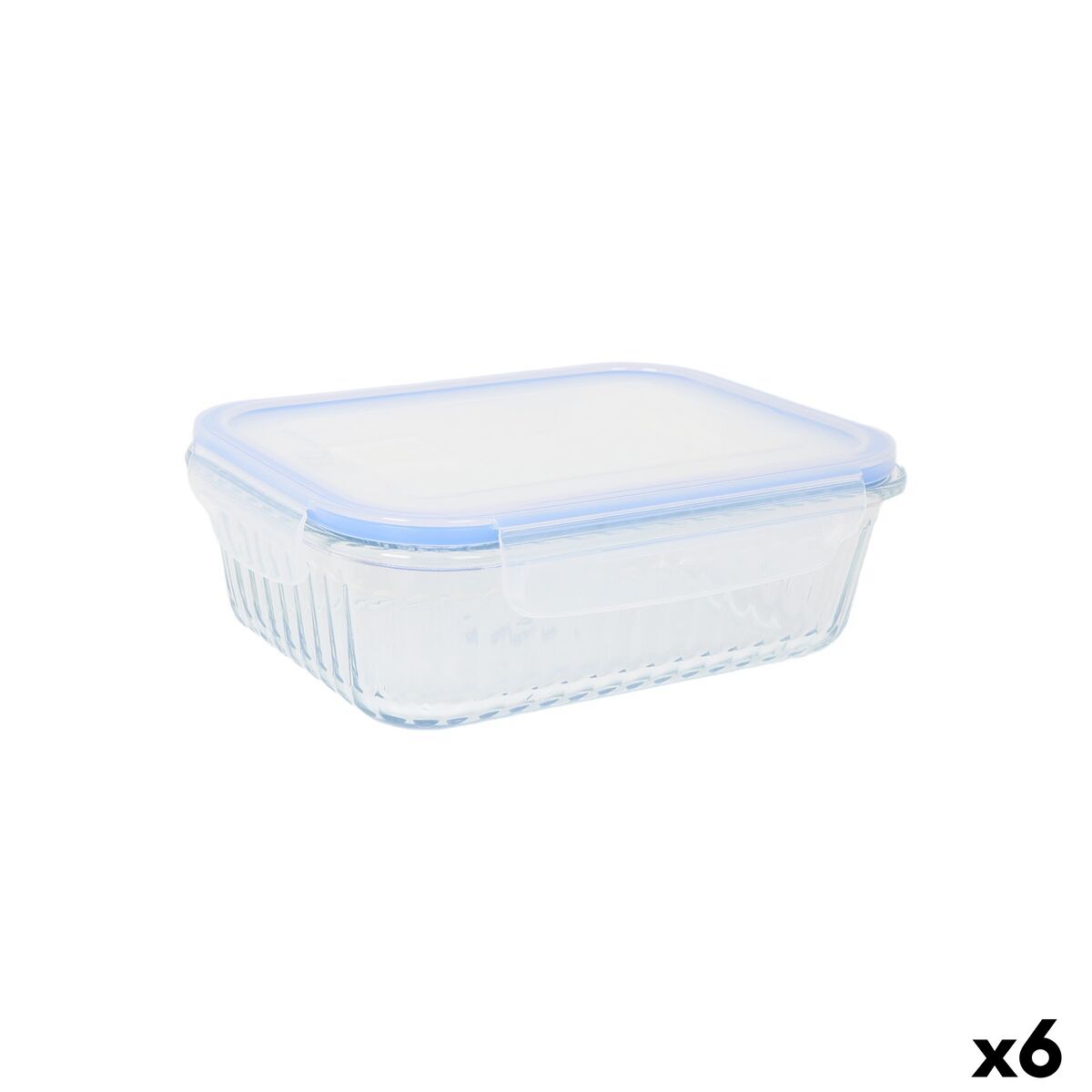 Lancheira Quttin Textury Transparente Vidro de Borosilicato Retangular 1 L 1L (6 Unidades)