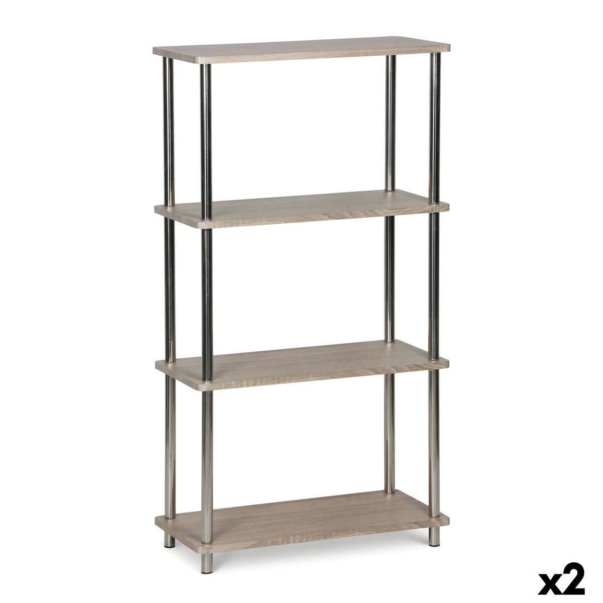 Estantes MobleKit Castanho Prateado Madeira Aço 60 x 29,5 x 112 cm (2 Unidades)