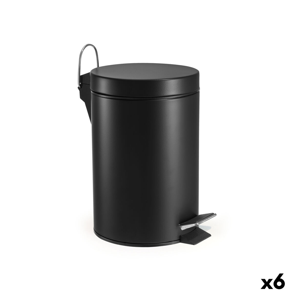 Papeleira com Pedal Confortime Preto 3 L (6 Unidades)