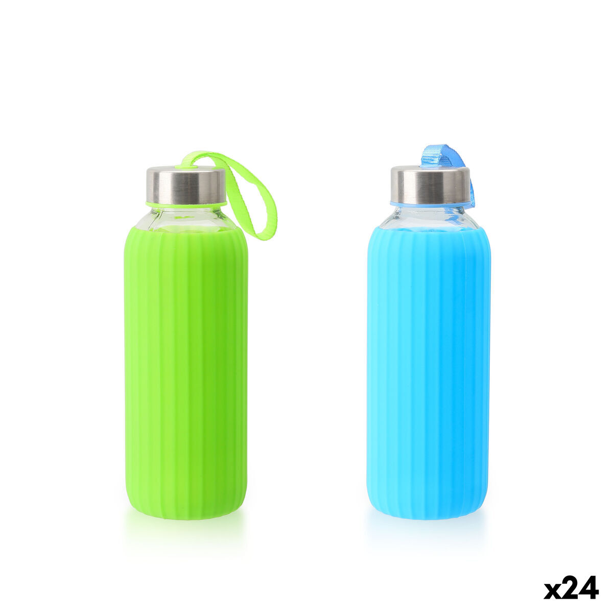 Garrafa de água Bewinner Vidro Silicone 400 ml 7 x 7 x 19,8 cm (24 Unidades)
