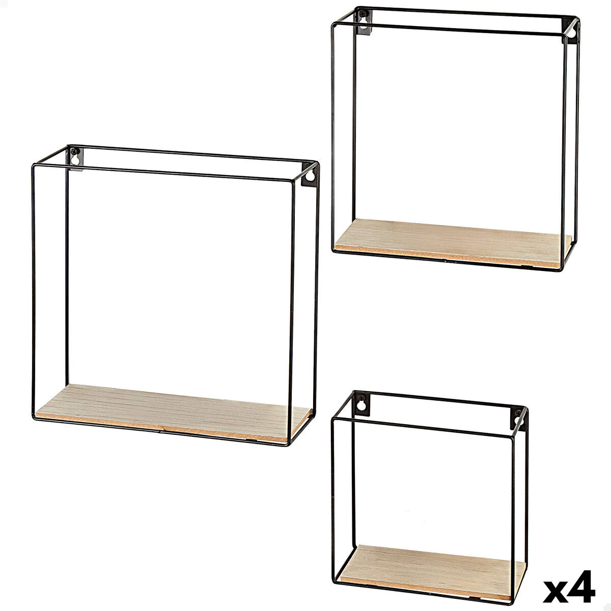 Estantes Max Home Ferro Madeira MDF 30 x 30 x 10 cm (4 Unidades)