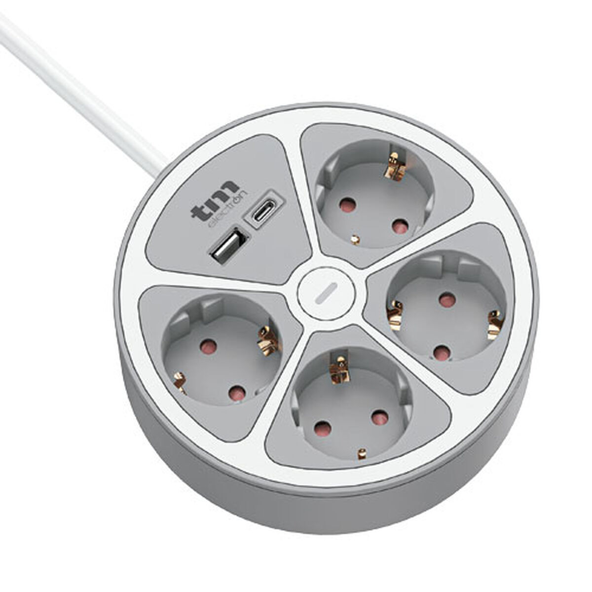 Extensão com 3 tomadas com interruptor TM Electron TMUAD554CB Branco Cinzento 3680 W 30 W (1,5 m)