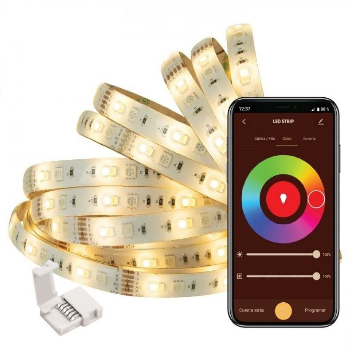 Tiras LED Muvit iO Preto Multicolor Dourado F 5 m