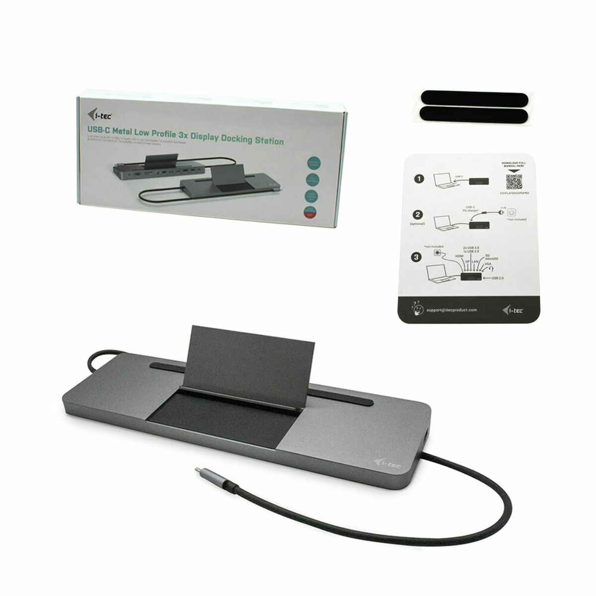 Hub USB i-Tec C31FLATDOCKPDPRO Cinzento 100 W
